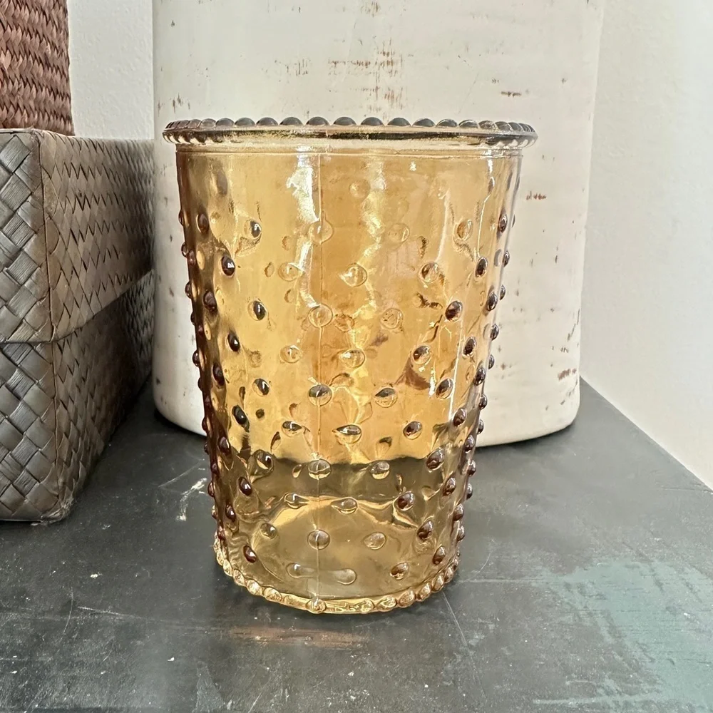 Hobnail Light Brown Glass Vase